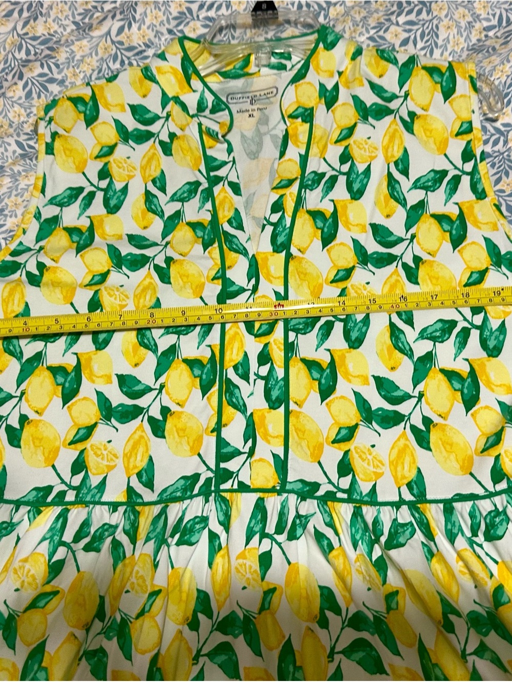 Duffield Lane Lemon Print Tiered Dress - Yellow & Green - Picture 13 of 16